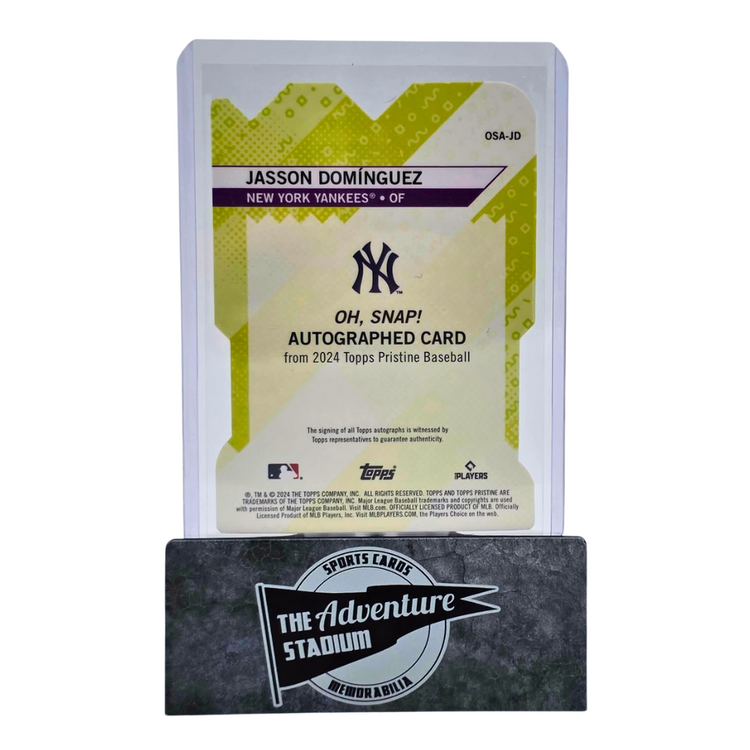 The Adventure Stadium 2024 Topps Pristine Jasson Dominguez Oh Snap! Autograph 17/25