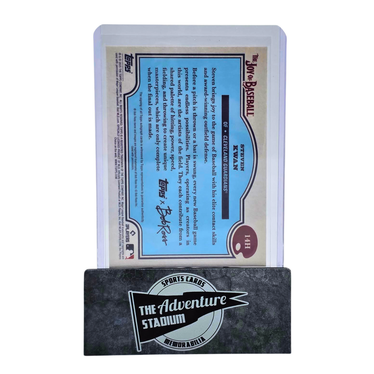 The Adventure Stadium 2025 Topps x Bob Ross Steven Kwan Autograph 66/99