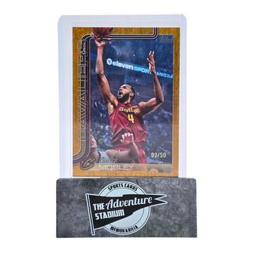 The Adventure Stadium 2025 Topps Series 1 Evan Mobley Gold 02/50