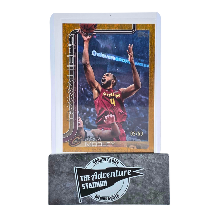 The Adventure Stadium 2025 Topps Series 1 Evan Mobley Gold 02/50