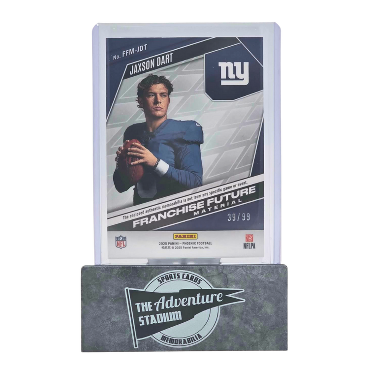 The Adventure Stadium 2025 Panini Phoenix Jaxson Dart Patch 39/99