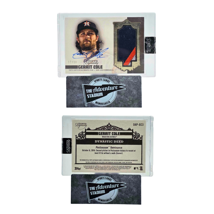 The Adventure Stadium 2019 Topps Dynasty Gerritt Cole Patch Autograph 02/10