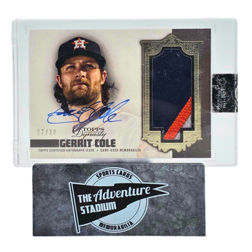 The Adventure Stadium 2019 Topps Dynasty Gerritt Cole Patch Autograph 02/10