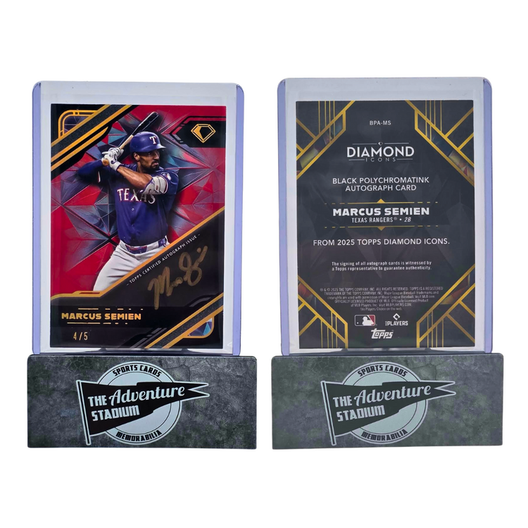 The Adventure Stadium 2025 Topps Diamond Icons Marcus Semien Autograph Red 4/5