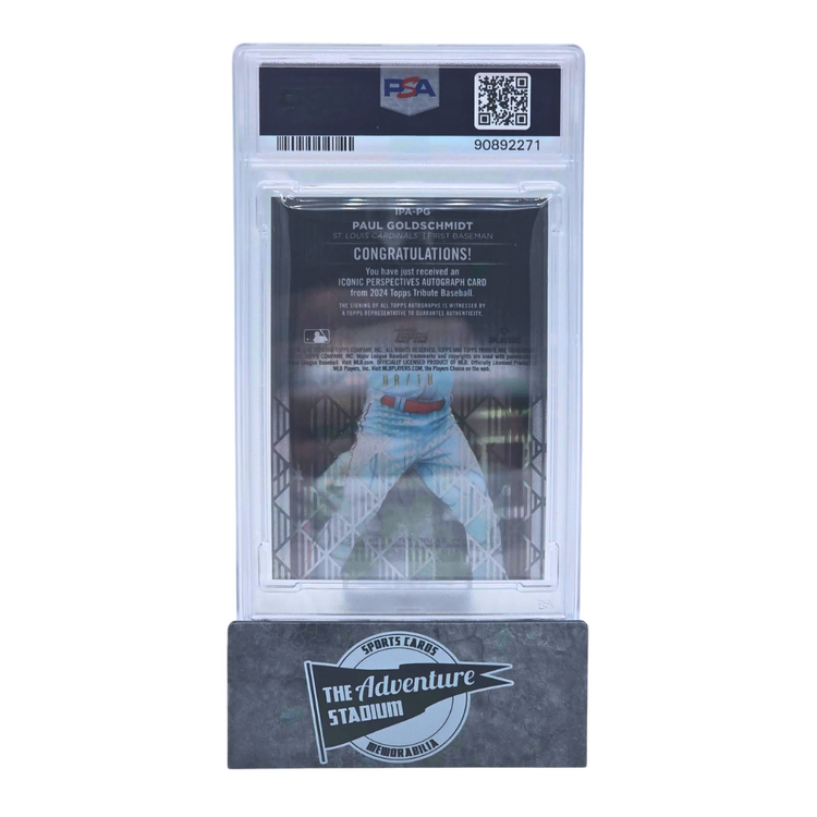 The Adventure Stadium 2024 Topps Tribute Paul Goldschmidt Autograph Red 08/10 PSA 9