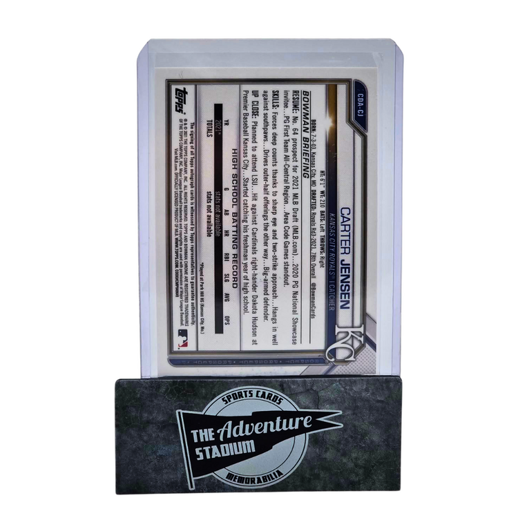 The Adventure Stadium 2021 Bowman Chrome Carter Jensen Autograph