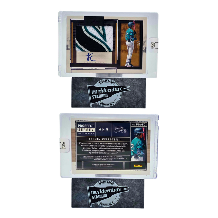 The Adventure Stadium 2024 Panini Three & Two Felnin Celestin Patch Autograph 1/2