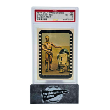 The Adventure Stadium 1977 Star Wars Sticker Droids on the Sand Planet PSA 8
