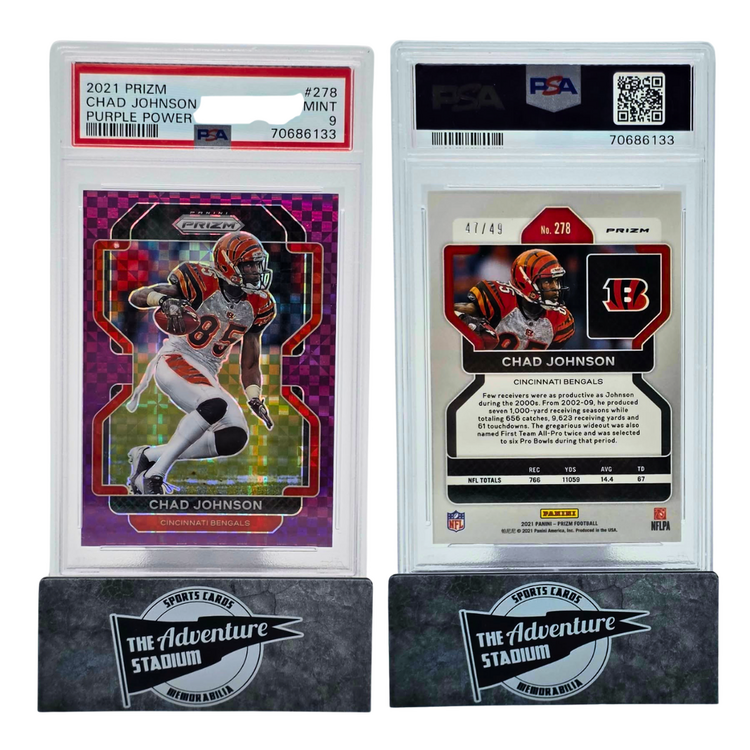 The Adventure Stadium 2021 Panini Prizm Chad Johnson Purple Power PSA 9