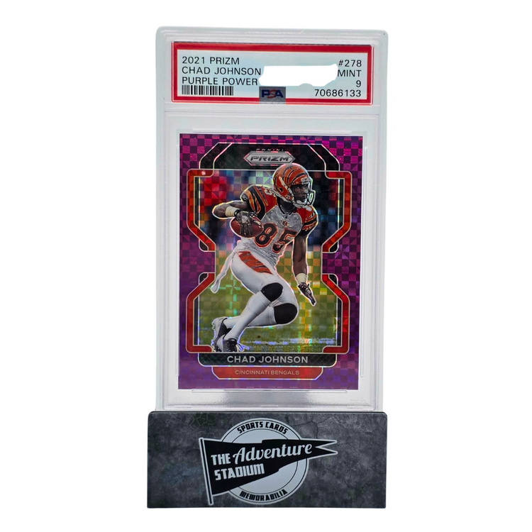 The Adventure Stadium 2021 Panini Prizm Chad Johnson Purple Power PSA 9