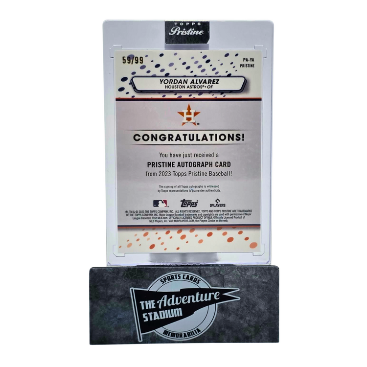 The Adventure Stadium 2023 Topps Pristine Yordan Alvarez Autograph 59/99