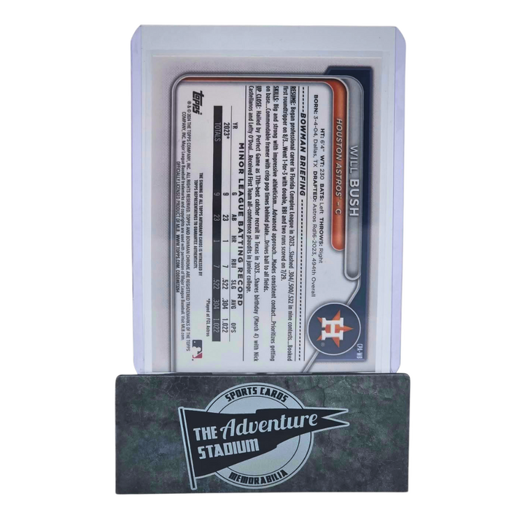 The Adventure Stadium 2024 Bowman Chrome Will Bush Autograph 58/75 Yellow