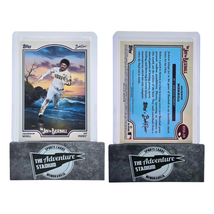 The Adventure Stadium 2025 Topps x Bob Ross Jackson Merrill Short Print