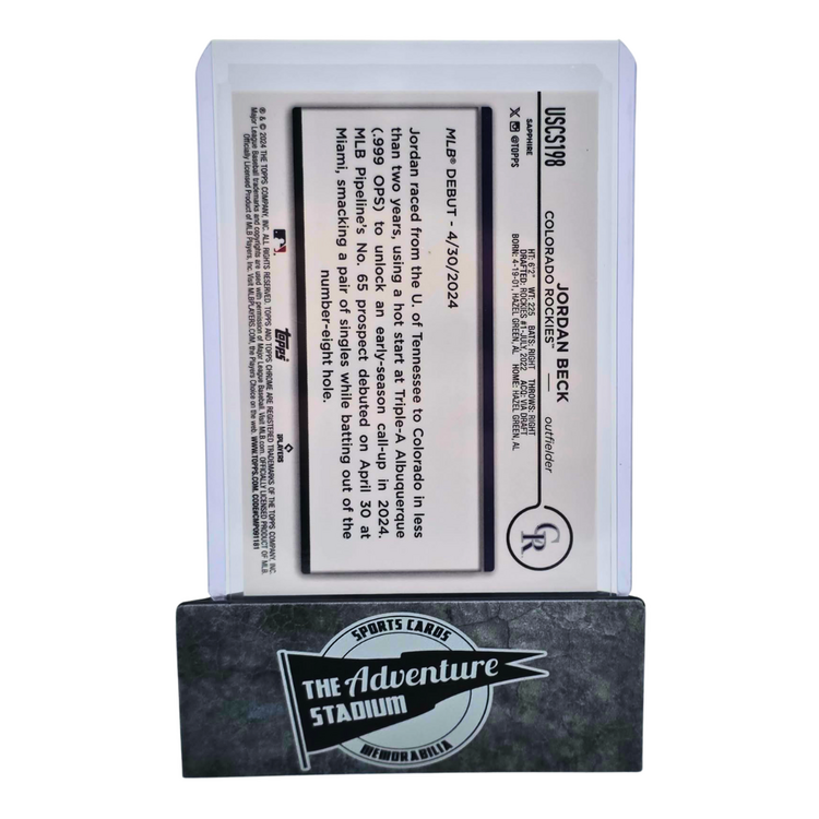 The Adventure Stadium 2024 Topps Chrome Update Sapphire Jordan Beck 07/10