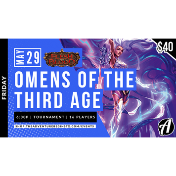 Legend Story Studios LLC Flesh & Blood TCG Omens of The Third Age Pre-Release  May 2026