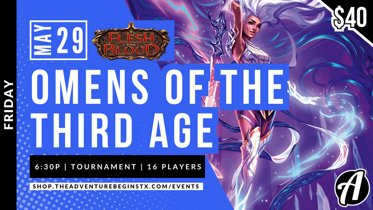Flesh & Blood TCG Omens of The Third Age Pre-Release  May 2026