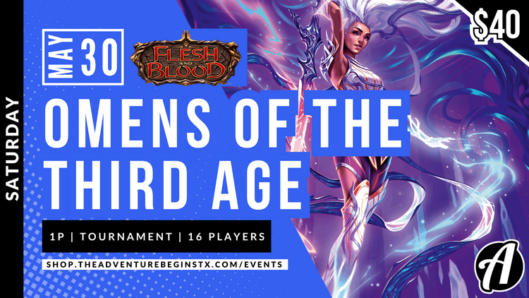 Legend Story Studios LLC Flesh & Blood TCG Omens of The Third Age Pre-Release  May 2026