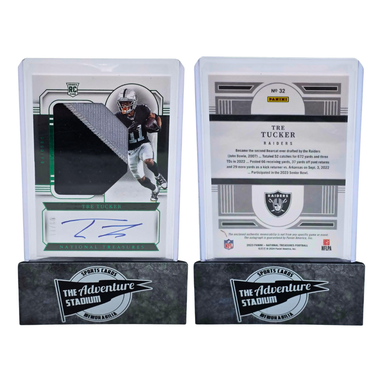 The Adventure Stadium 2023 Panini National Treasures Tre Tucker Patch Autograph 09/11