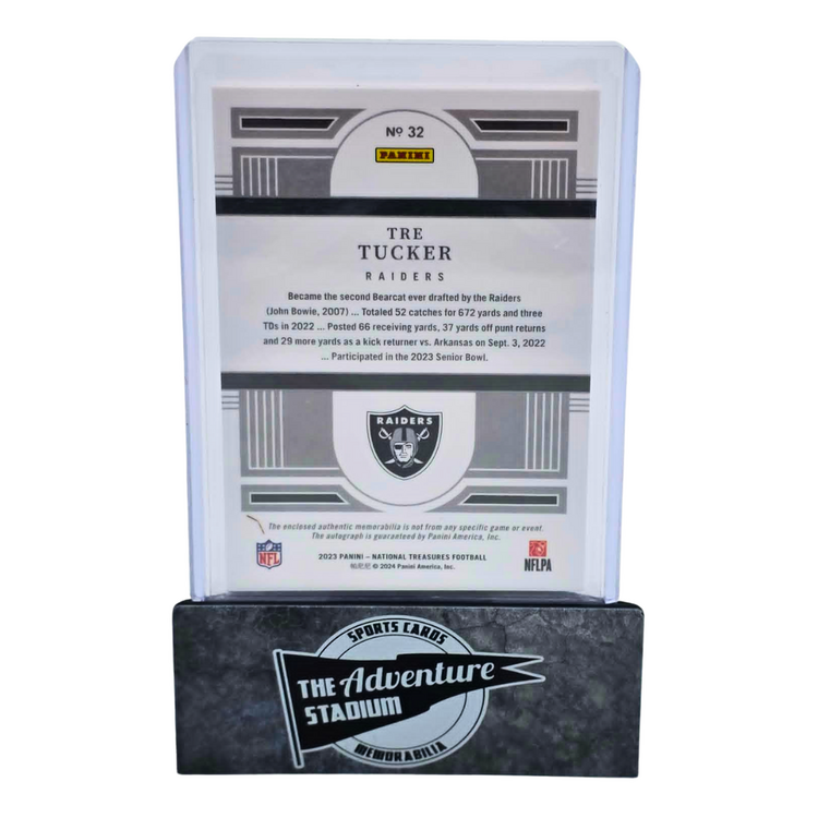 The Adventure Stadium 2023 Panini National Treasures Tre Tucker Patch Autograph 09/11