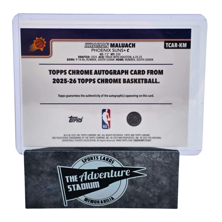 The Adventure Stadium 2025 Topps Chrome Khaman Maluach Autograph 146/150