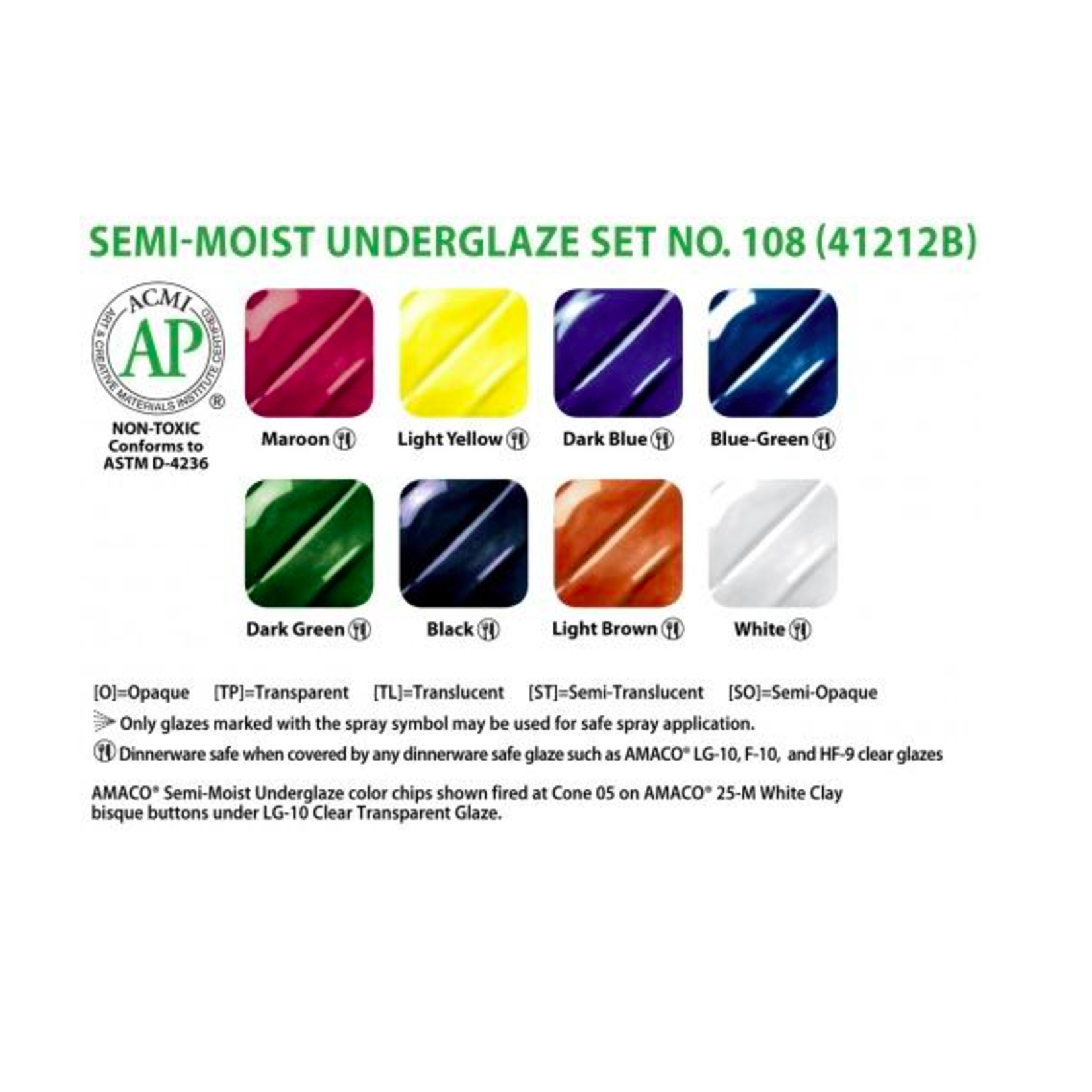 American Art Clay Underglaze Set #108