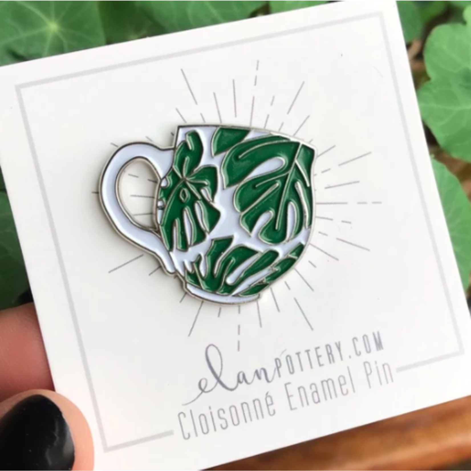 Elan Pottery Transfers Monstera Leaf Mug Enamel Pin - Silver