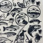Elan Pottery Transfers Fly Fishing - Underglaze Transfer Sheet - Black