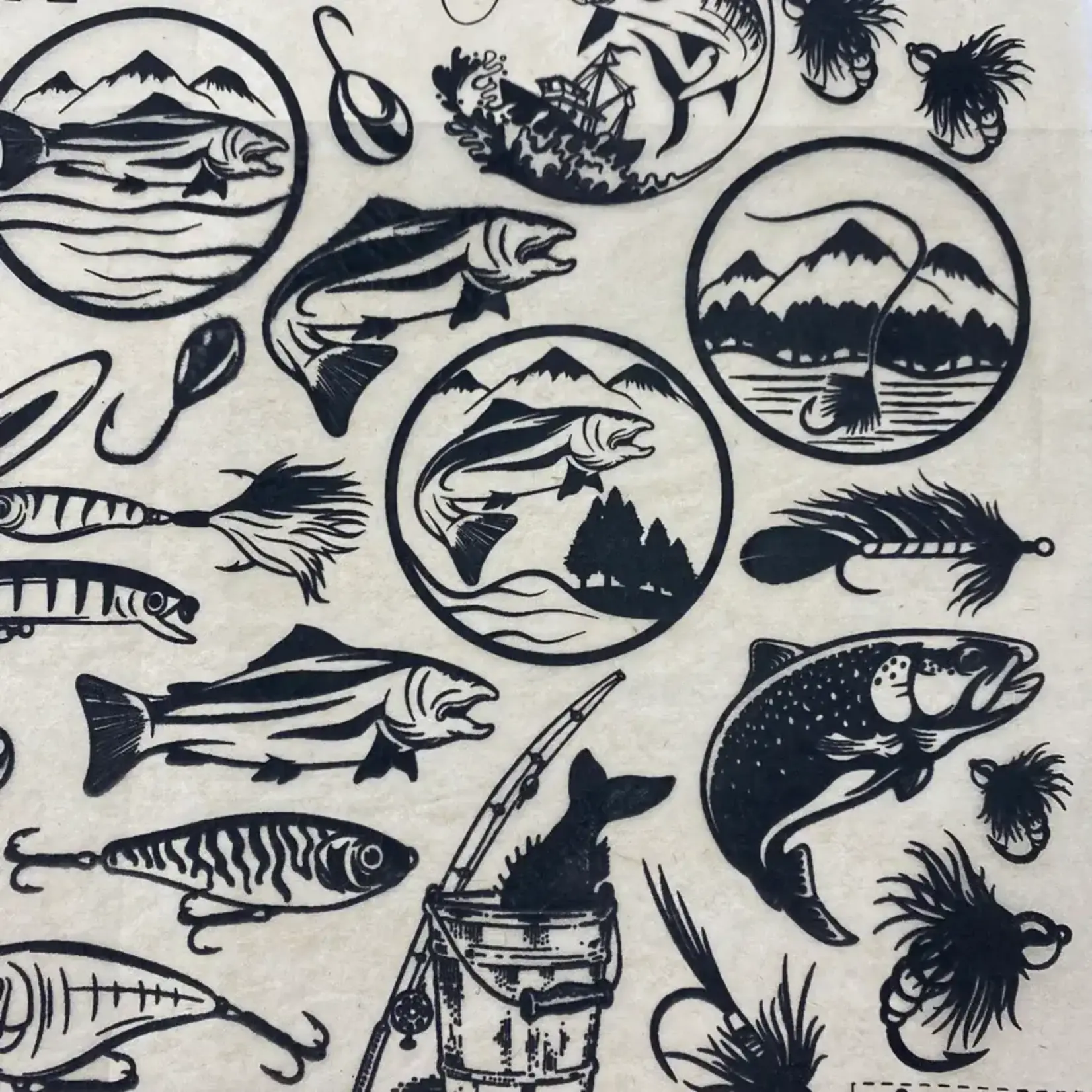 Elan Pottery Transfers Fly Fishing Underglaze Transfer - Black