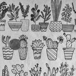 Elan Pottery Transfers Potted Plants Underglaze Transfer - Black