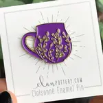Elan Pottery Transfers Mug Enamel Pin - purple plant