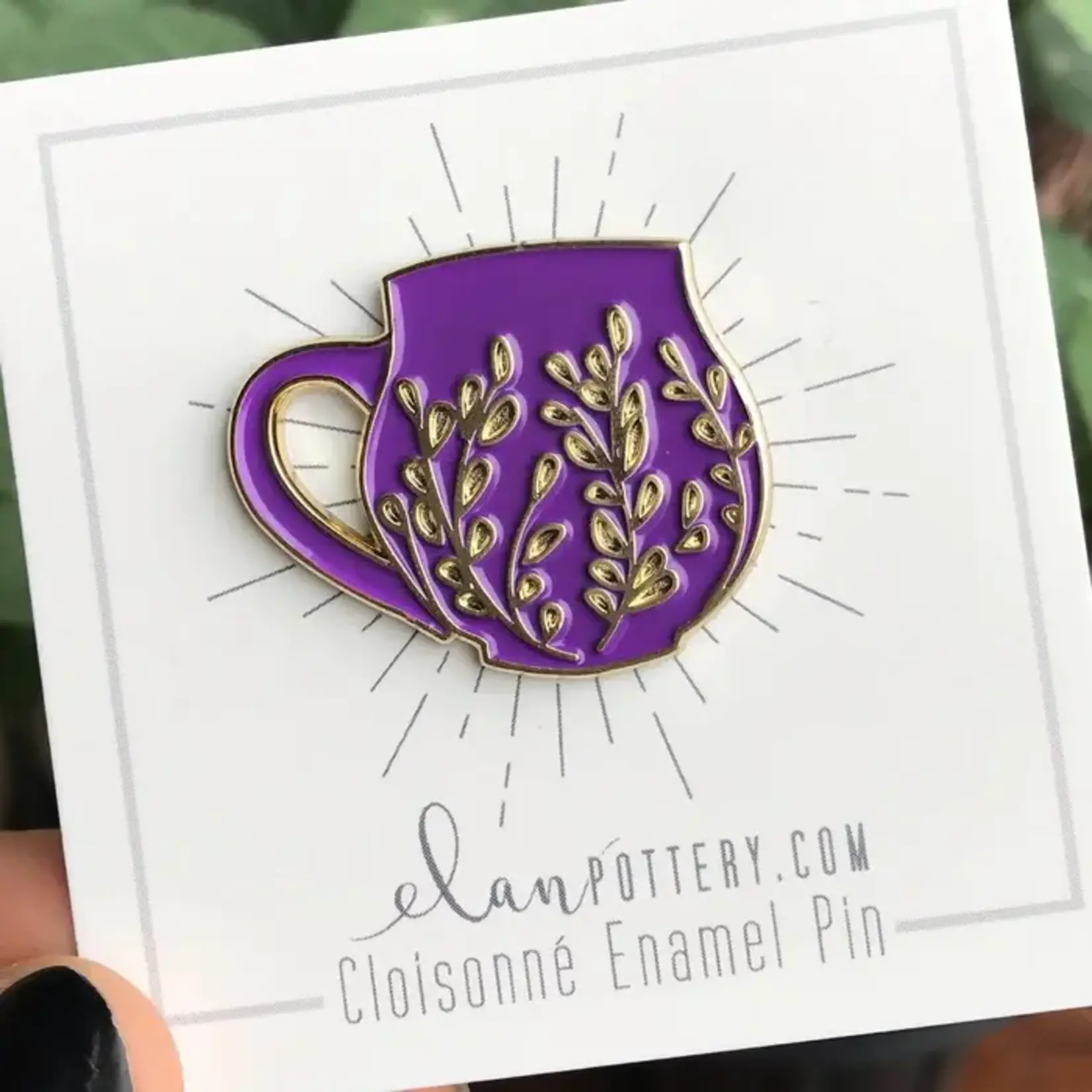 Elan Pottery Transfers Tree Carved Mug Enamel Pin - Purple