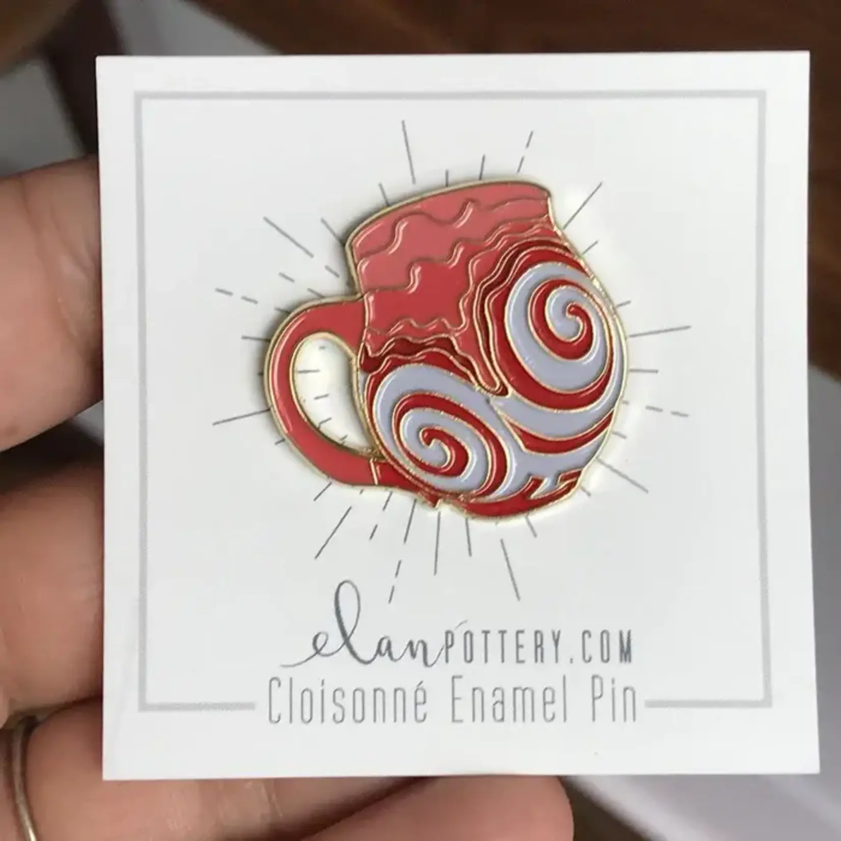 Elan Pottery Transfers Swirl Mug Enamel Pin - Red