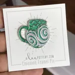 Elan Pottery Transfers Glitter Swirl Mug Enamel Pin - Green