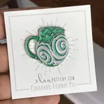 Elan Pottery Transfers Mug Enamel Pin - sparkly green
