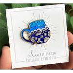 Elan Pottery Transfers Flower Mug Enamel Pin - Blue