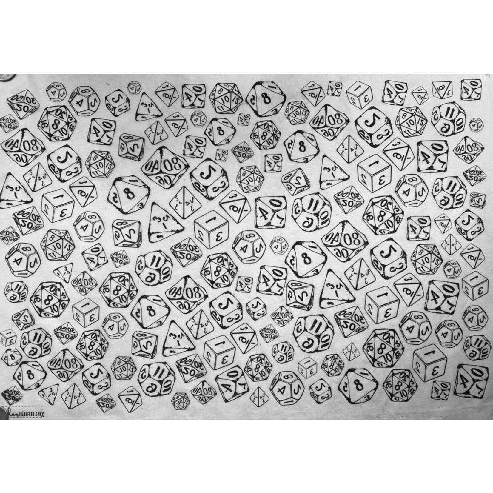 Elan Pottery Transfers RPG Dice - Underglaze Transfer Sheet - Black
