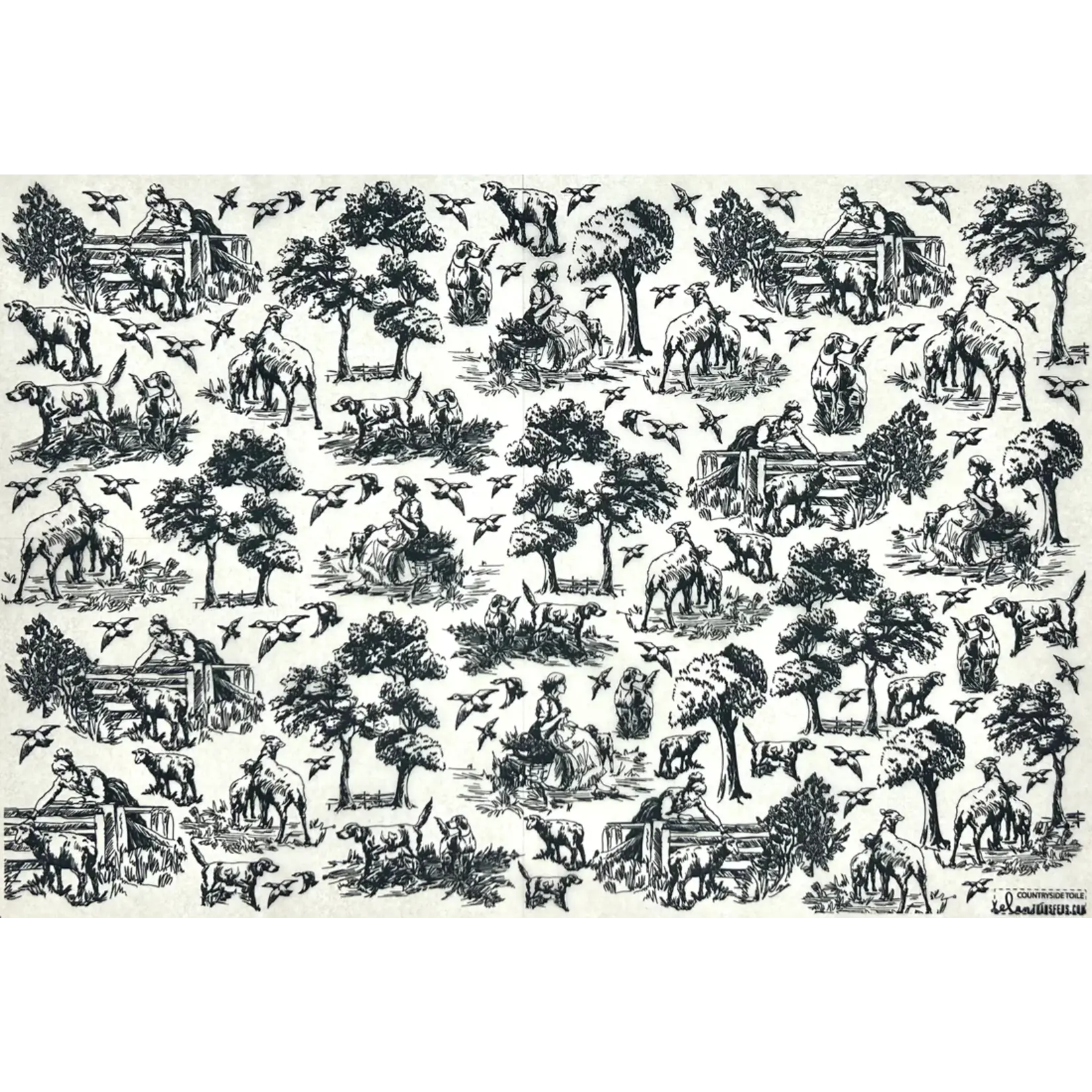 Elan Pottery Transfers Countryside Toile Underglaze Transfer - Black