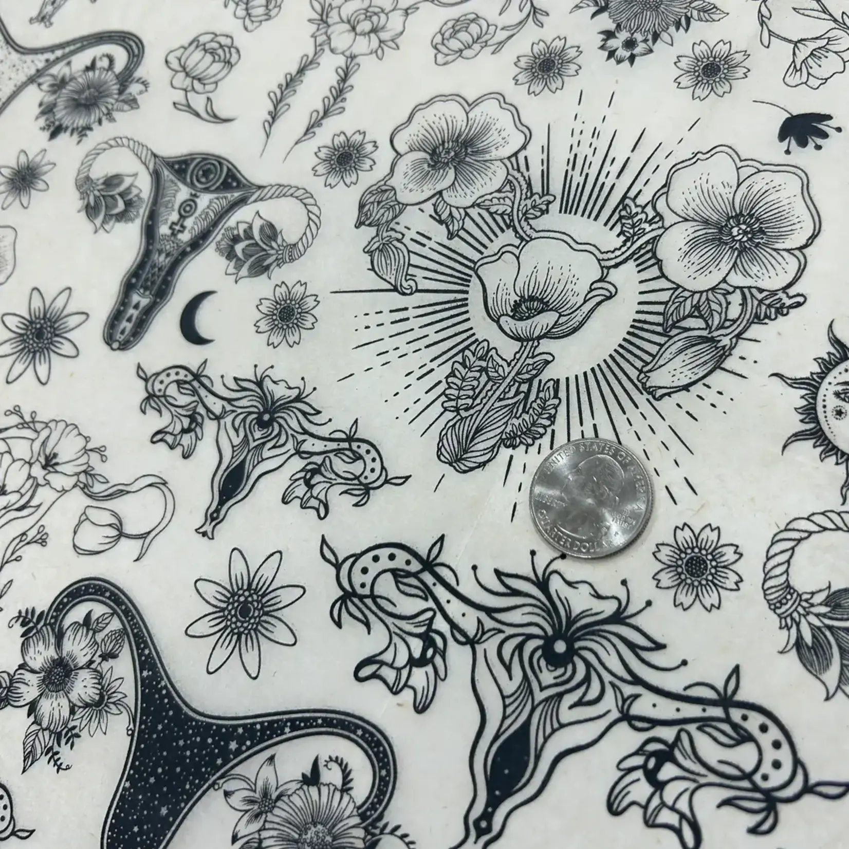 Elan Pottery Transfers Floral Womb - Underglaze Transfer - Black