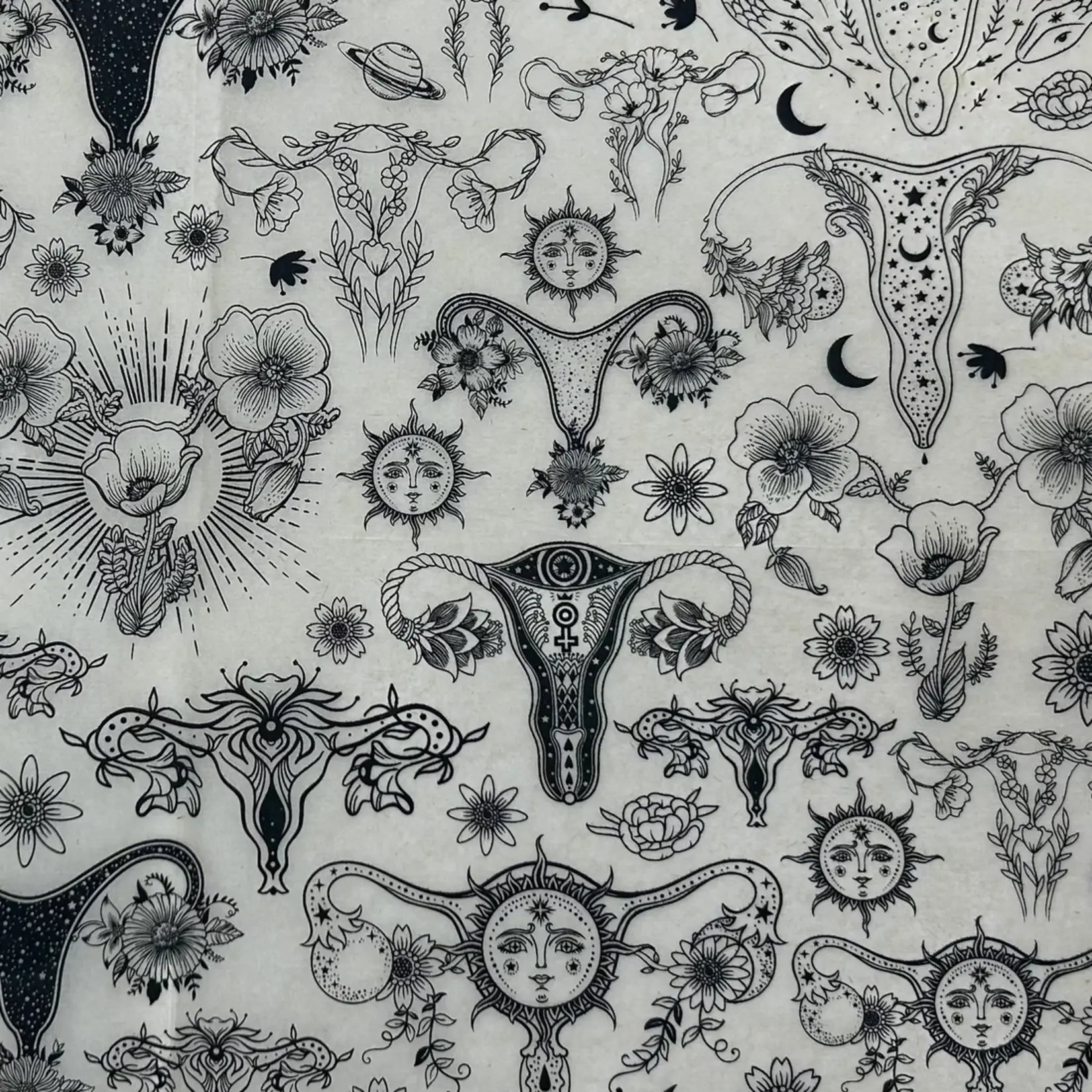 Elan Pottery Transfers Floral Womb - Underglaze Transfer - Black