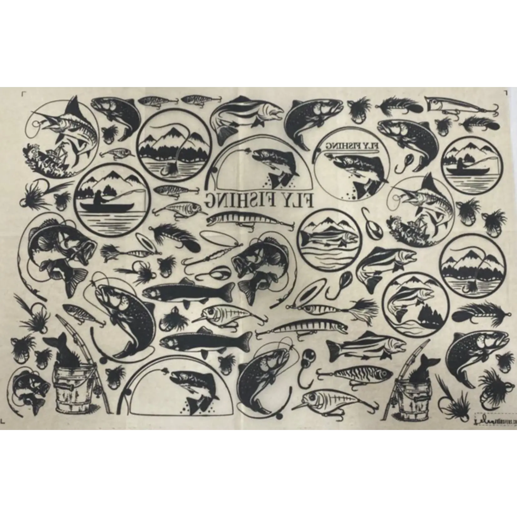 Elan Pottery Transfers Fly Fishing Underglaze Transfer - Black