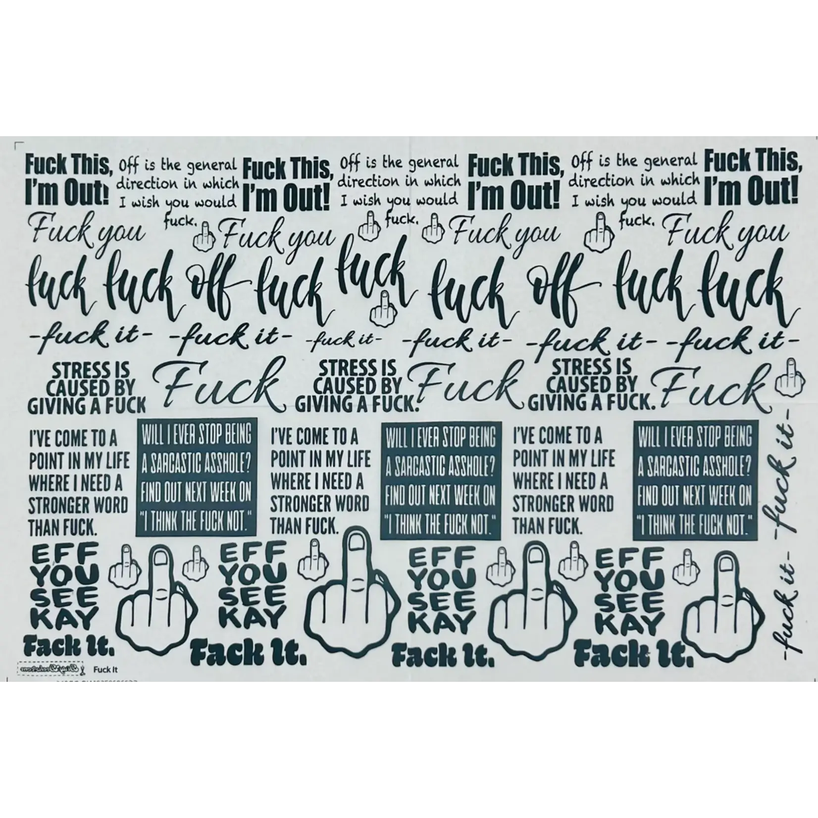Elan Pottery Transfers Fuck It - Underglaze Transfer - Black