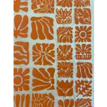 Elan Pottery Transfers Wood Block Flowers Underglaze Transfer - Orange