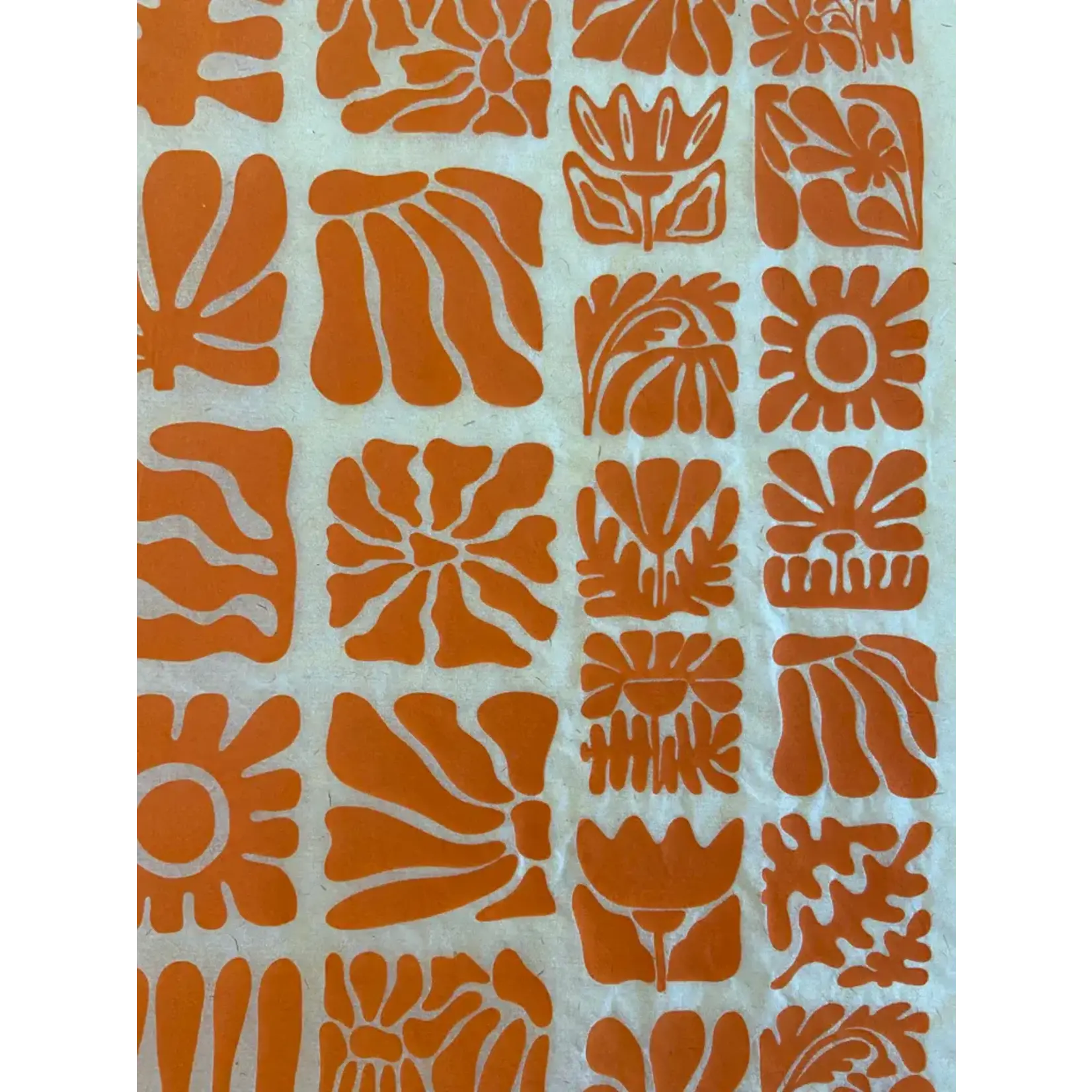 Elan Pottery Transfers Wood Block Flowers Underglaze Transfer - Orange