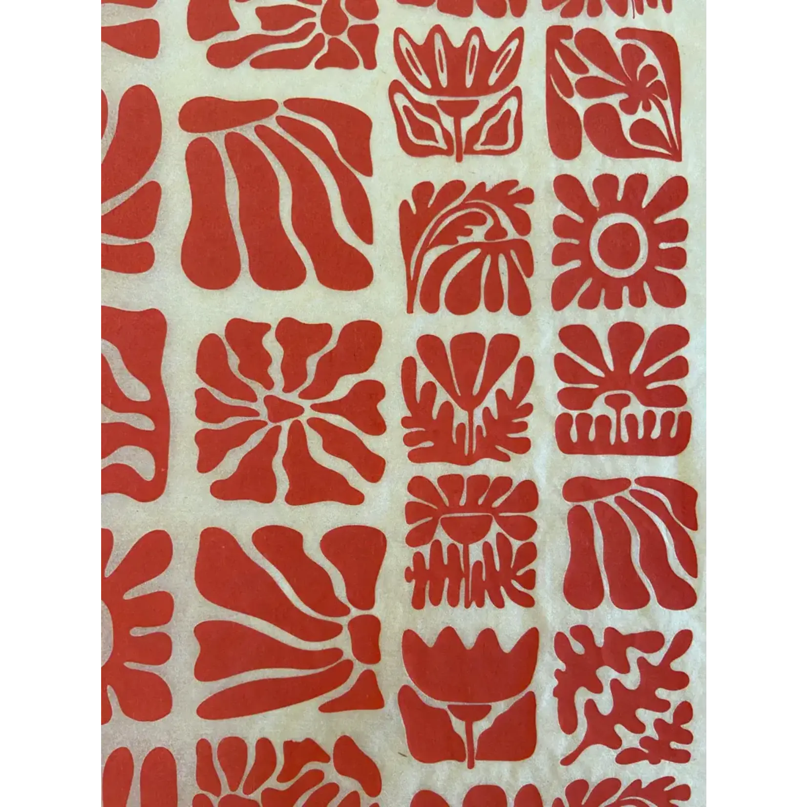 Elan Pottery Transfers Wood Block Flowers Underglaze Transfer - Red
