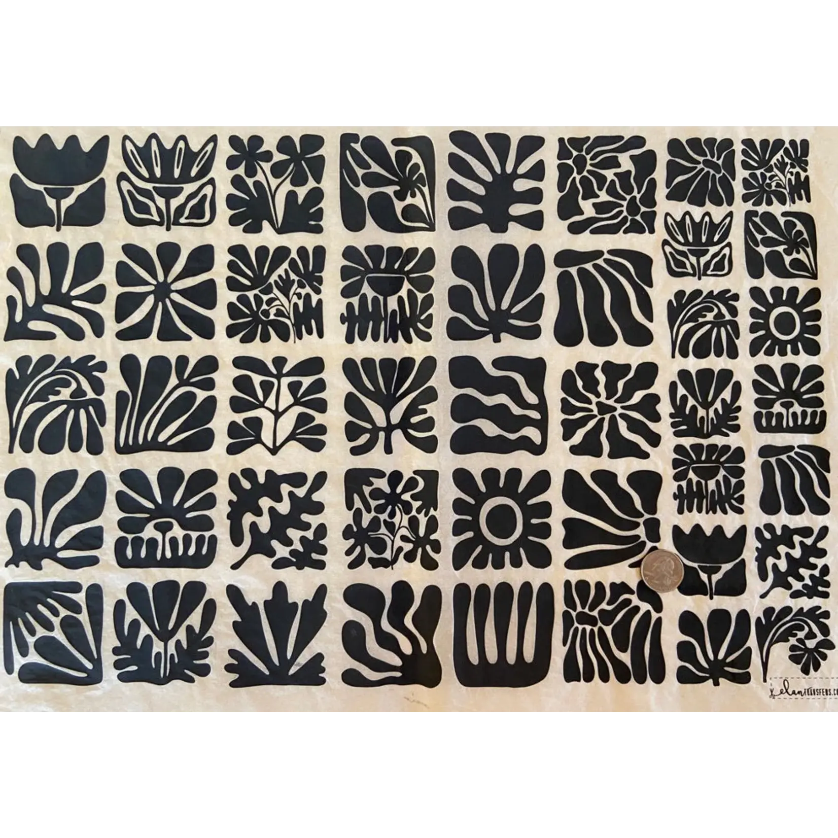 Elan Pottery Transfers Wood Block Flowers Underglaze Transfer - Red