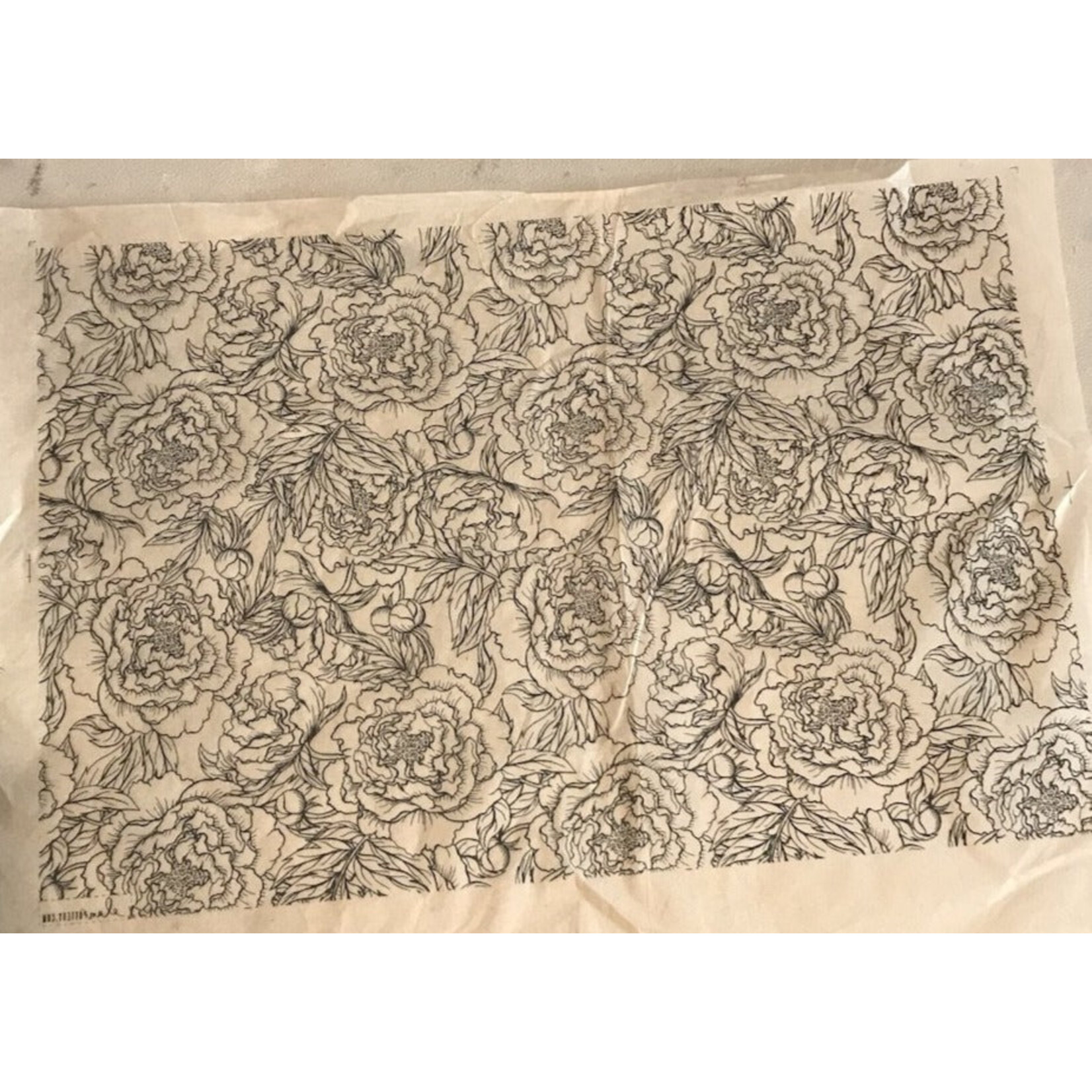 Elan Pottery Transfers Peonies Underglaze Transfer - Black