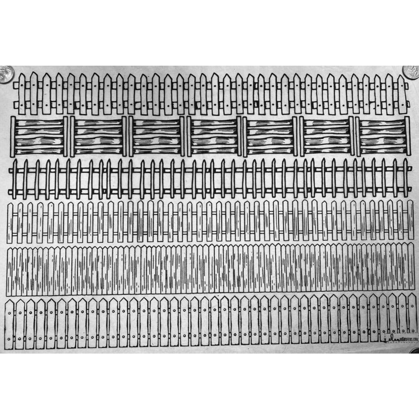 Elan Pottery Transfers Picket Fences Underglaze Transfer - White