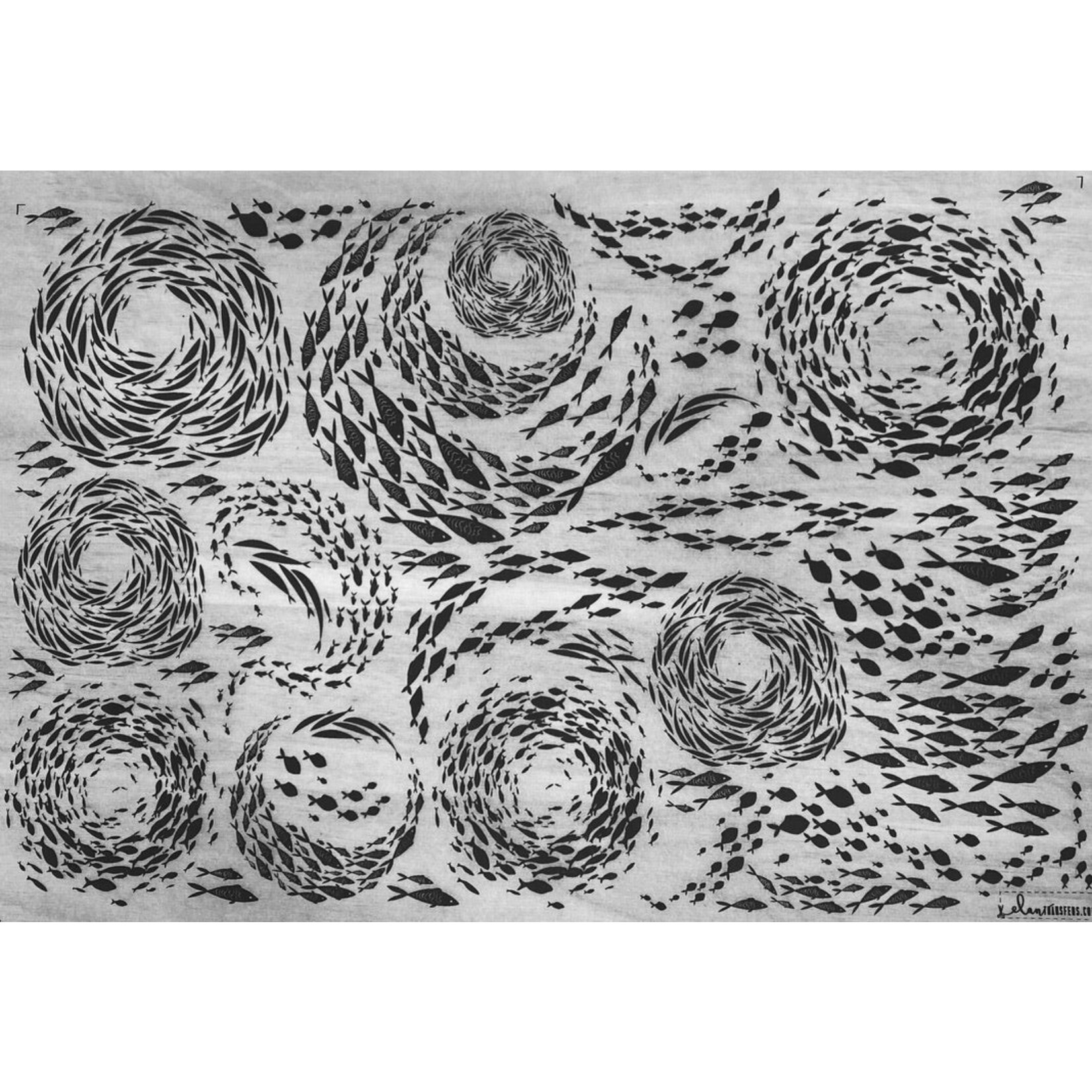 Elan Pottery Transfers Fish School Underglaze Transfer - Black