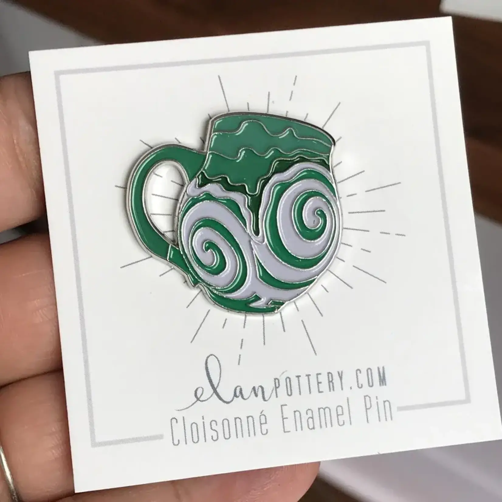 Elan Pottery Transfers Swirl Mug Enamel Pin - Green
