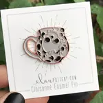 Skull Mug Enamel Pin - Rose